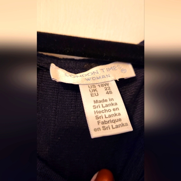 NWT Gorgeous London Times Navy Mid Sleeve Textured Plus Size Shift Dress 18W - Picture 4 of 10